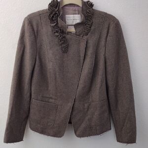 Banana Republic Brown Blazer Asymmetrical Wool-Blend